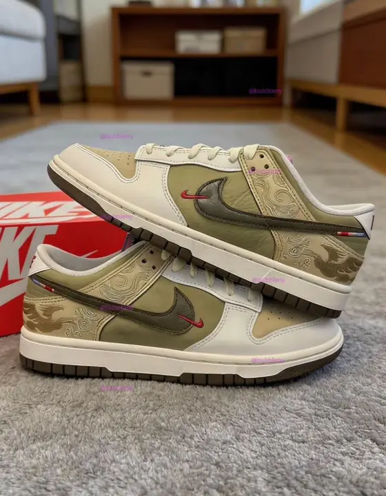 Nike Dunk Low Olive Embroidered Sneakers