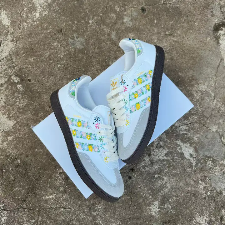 Adidas Samba Floral Embroidered White Sneakers